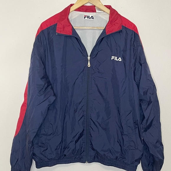 Fila Other - Vintage FILA 90’s Mens Jacket Size Large Navy Blue white Red Windbreaker Zip Up